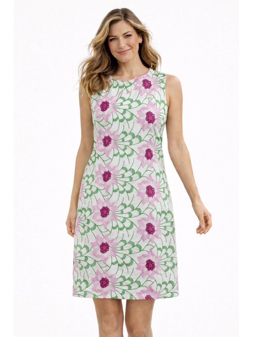TALBOTS dress embroidered floral 4 shift sheath cottage kentucky derby feminine